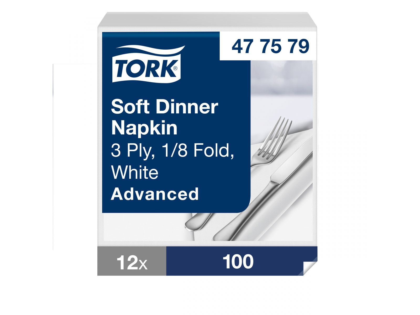 Serwetka TORK 39x39 477579 Biała Obiadowa Karton 1200 serwetek (12 x 100) Złożona w 1/8